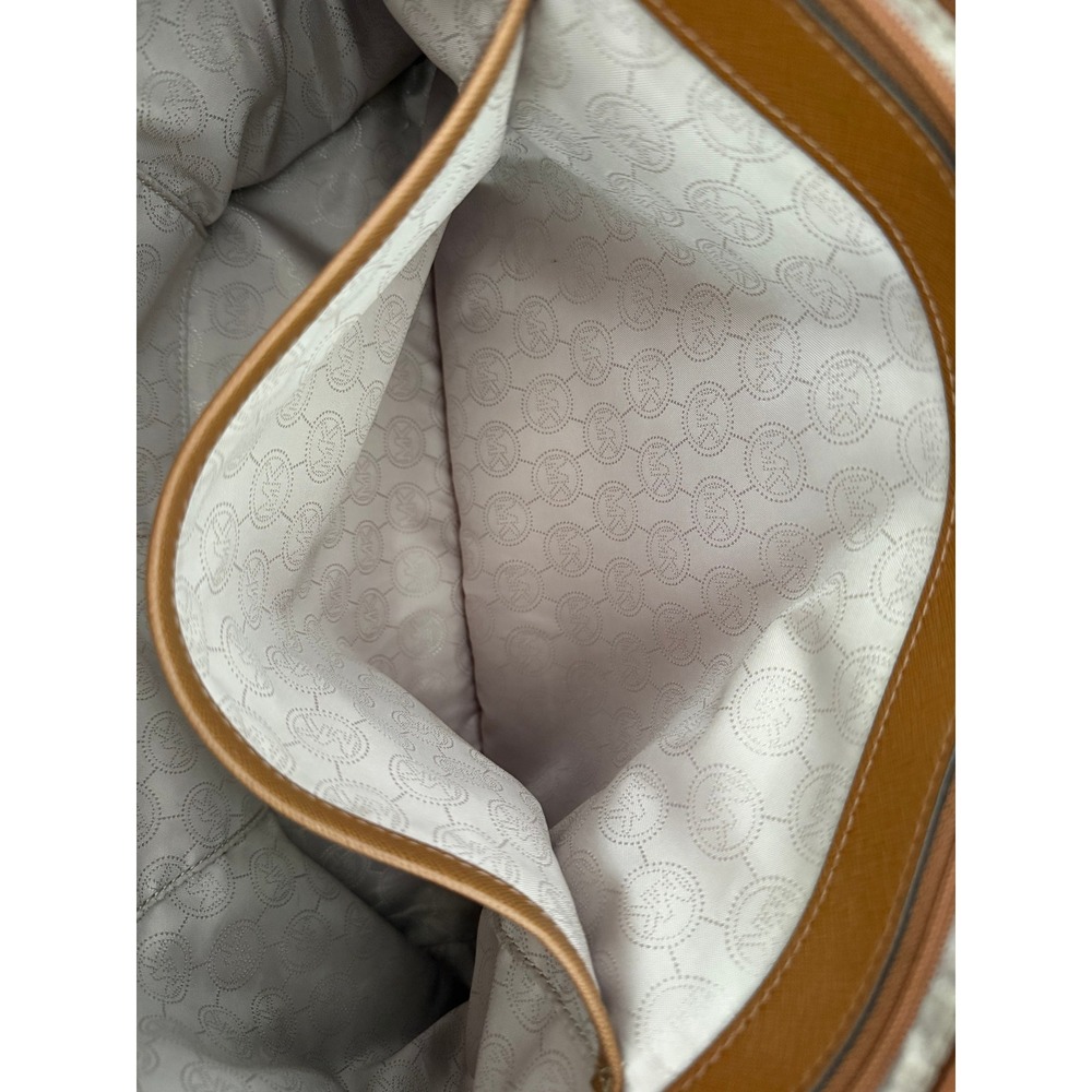 Michael Kors Charlotte Large Saffiano Leather Tote Luggage Brown Gold Hardware - Picture 7 of 13